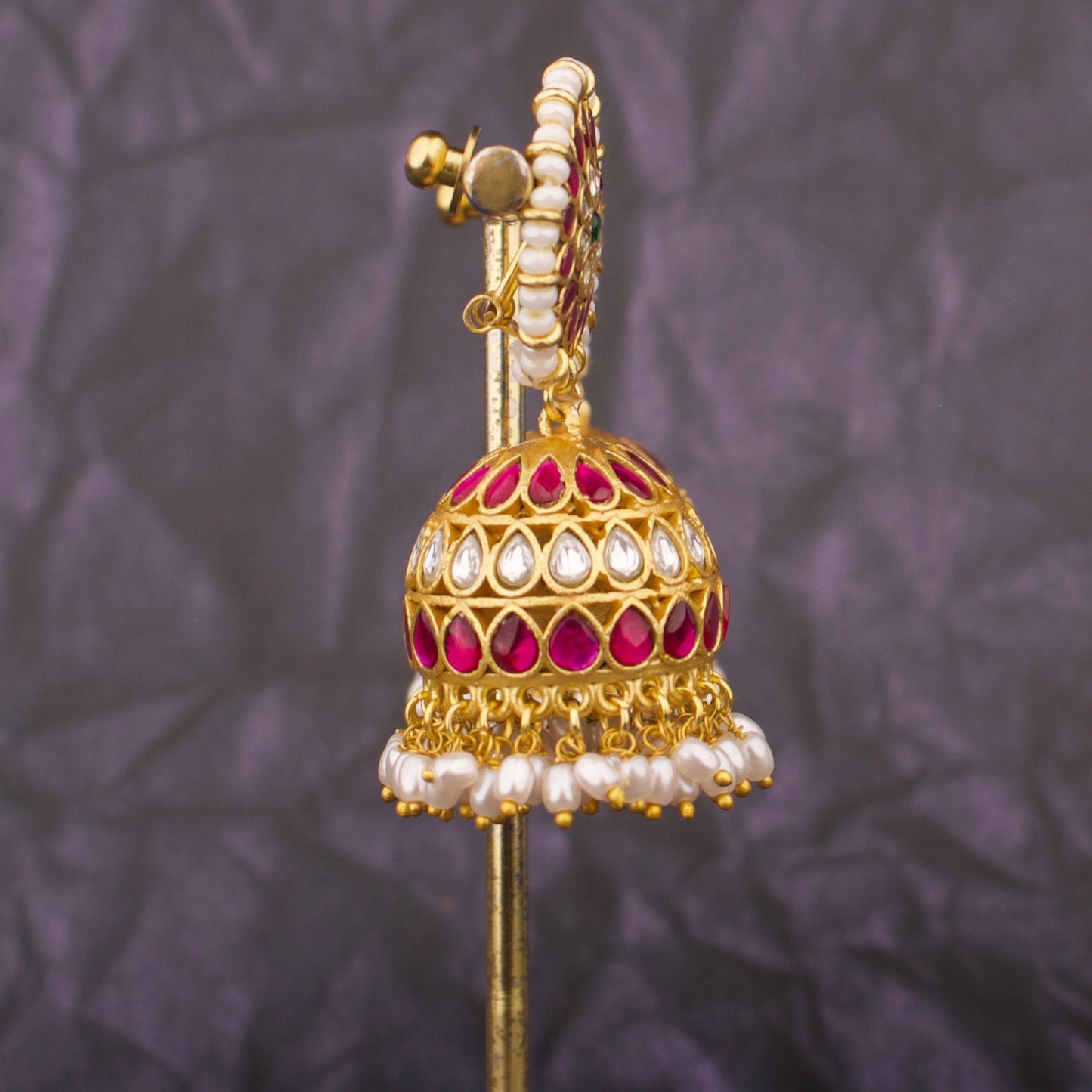 Grand Heritage Jadau Kundan Bridal Jhumki Earrings With Pearl Drops