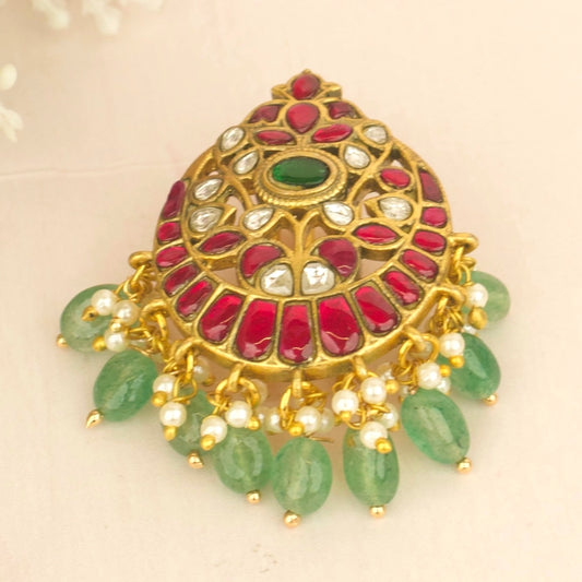 Jadau Kundan hairpin + Pendant in Chand Design