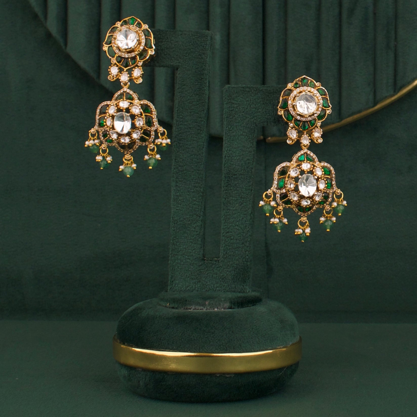 Bridal Moissanite Polki x Kundan Fusion Necklace Set - DULHAN JEWELS