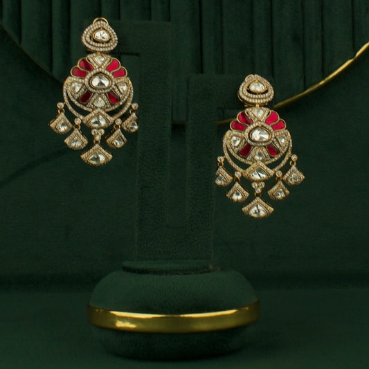 Impressive Design Fusion Kundan & Polki Victorian Hangings Earrings