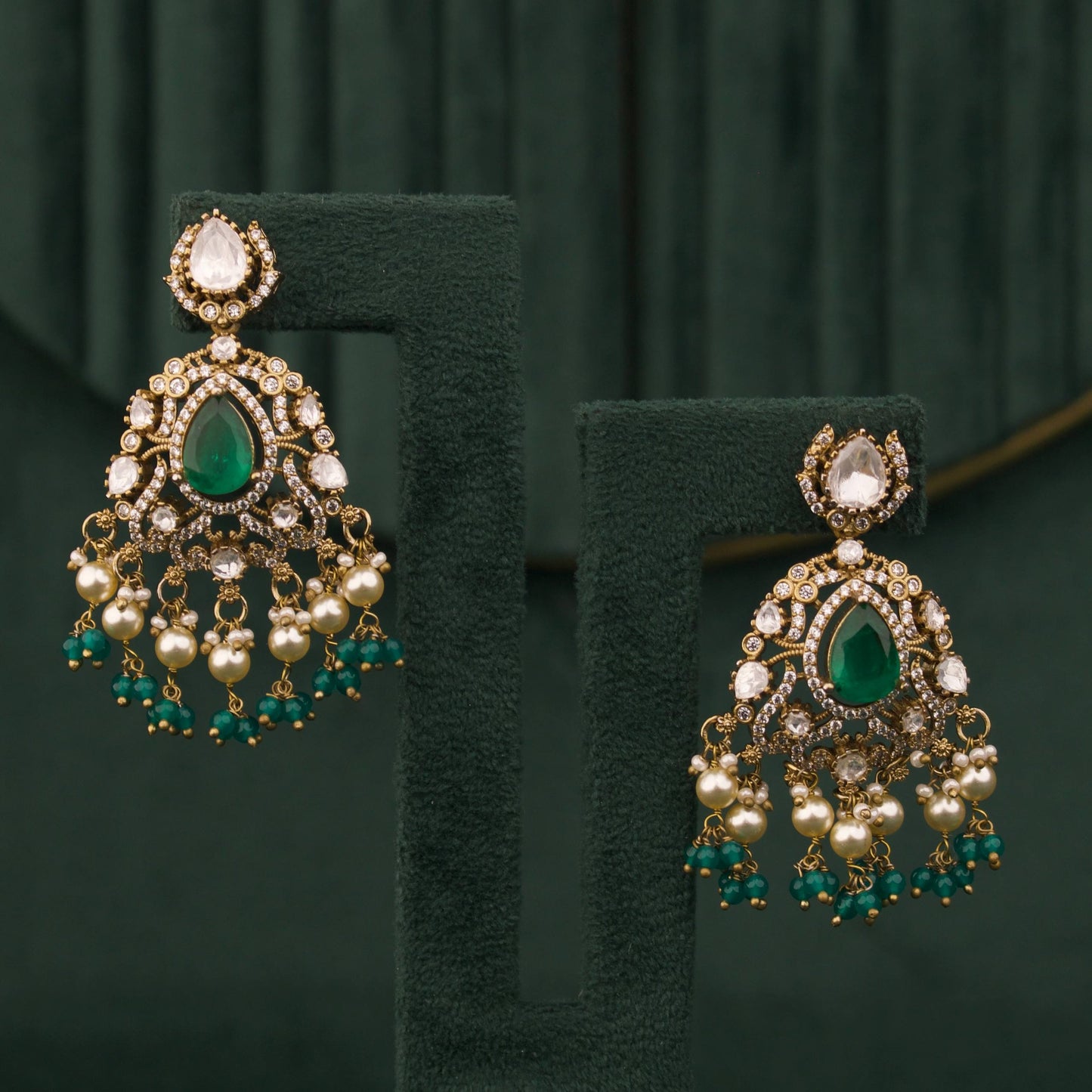 Grand Royal Victorian Polki Bridal Necklace With Matching Earrings