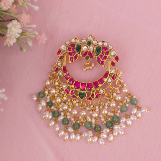 Unique Jadau Kundan Pendant With Guttapusalu Hangings