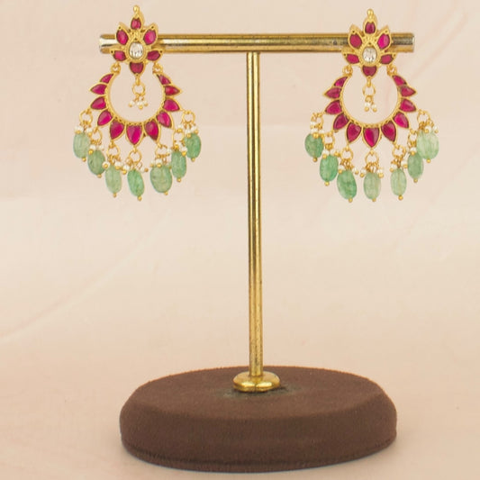 Captivating Design Jadau Kundan Chand Bali with Beads