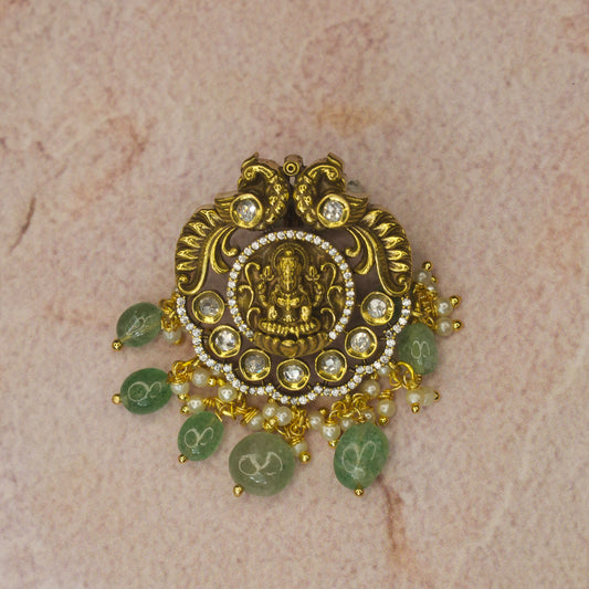 Victorian Pendant with Peacock & Goddess Laxmi Devi Motif with High Quality Victorian finish. This product belongs to Victorian jewellery category