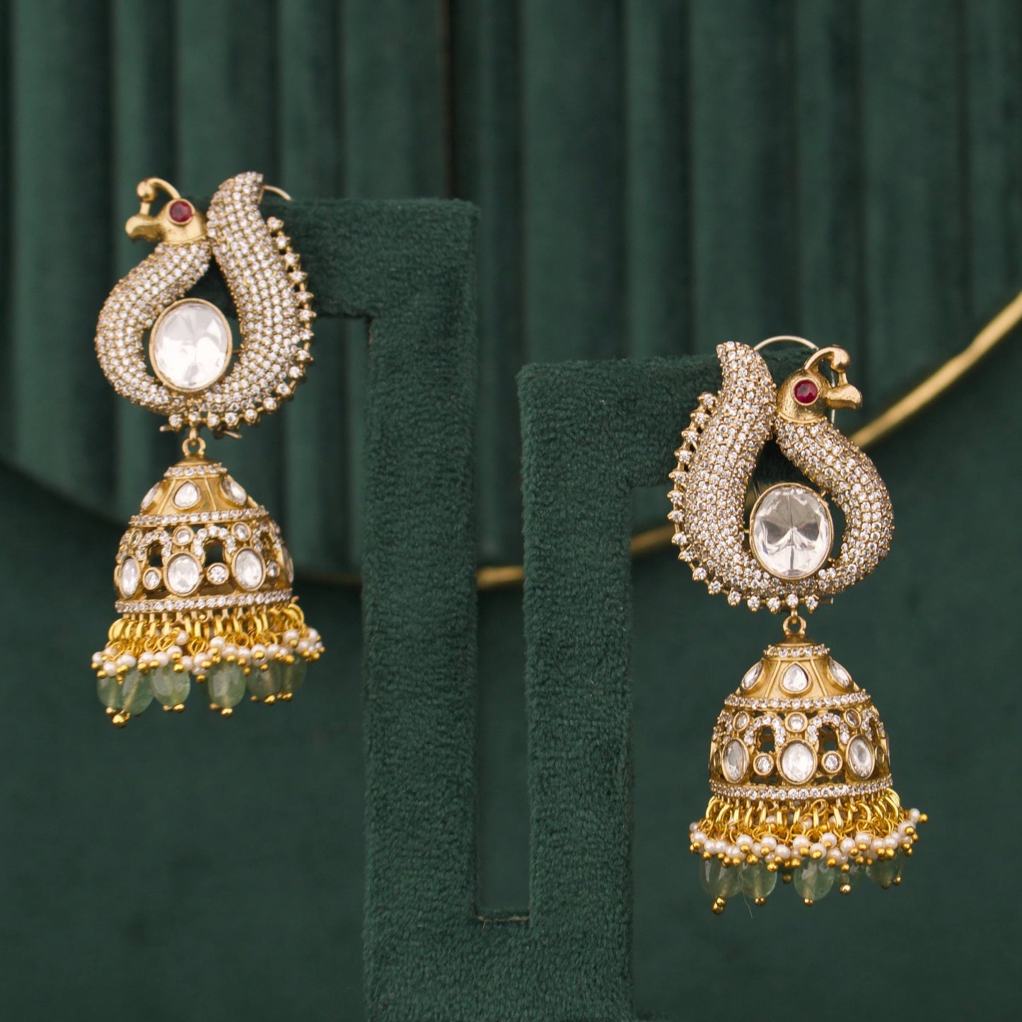 Heritage Victorian Necklace Set With Polki Stones And Jhumkas
