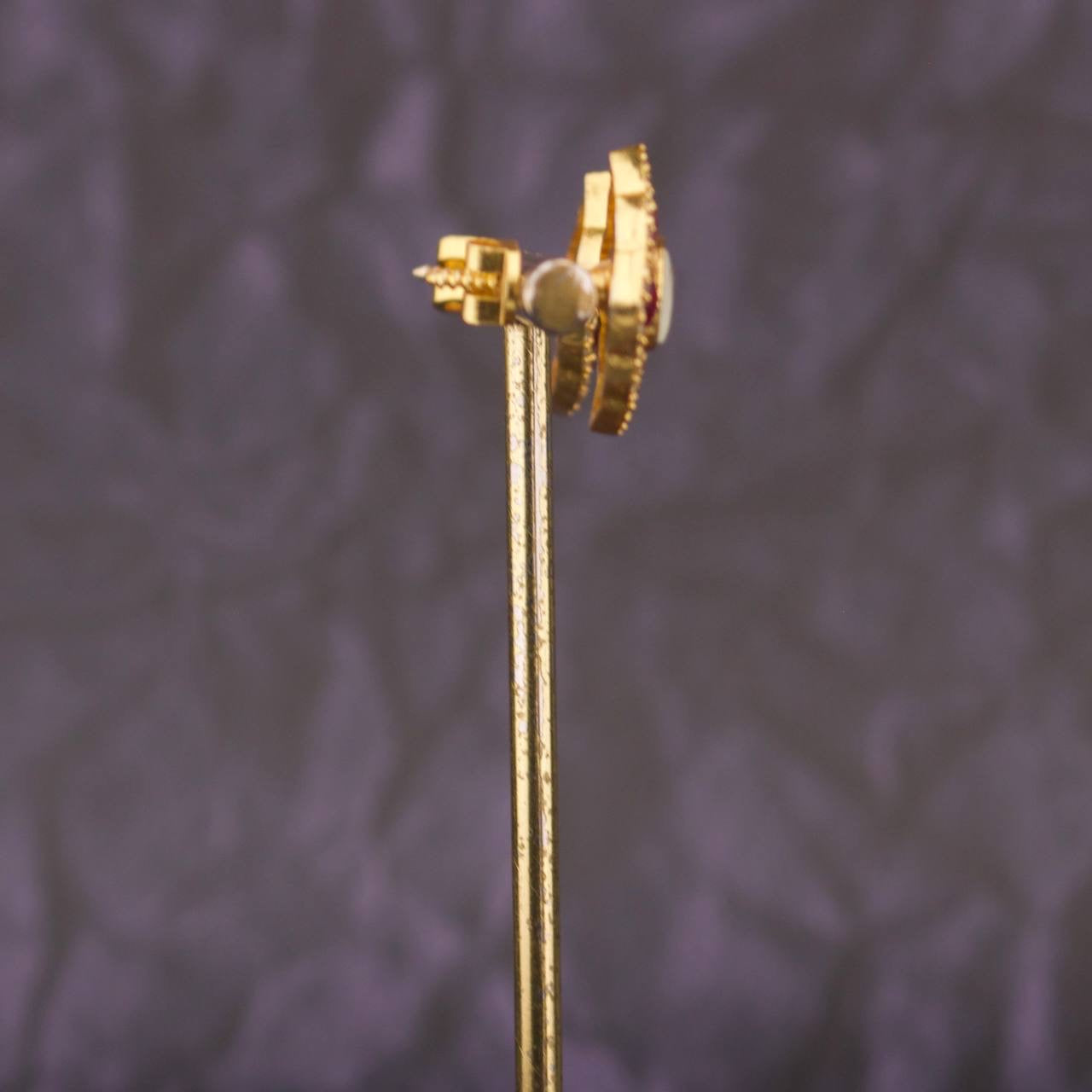 Beautiful Cushion Shape Stone Studded Jadau Kundan Stud Earrings