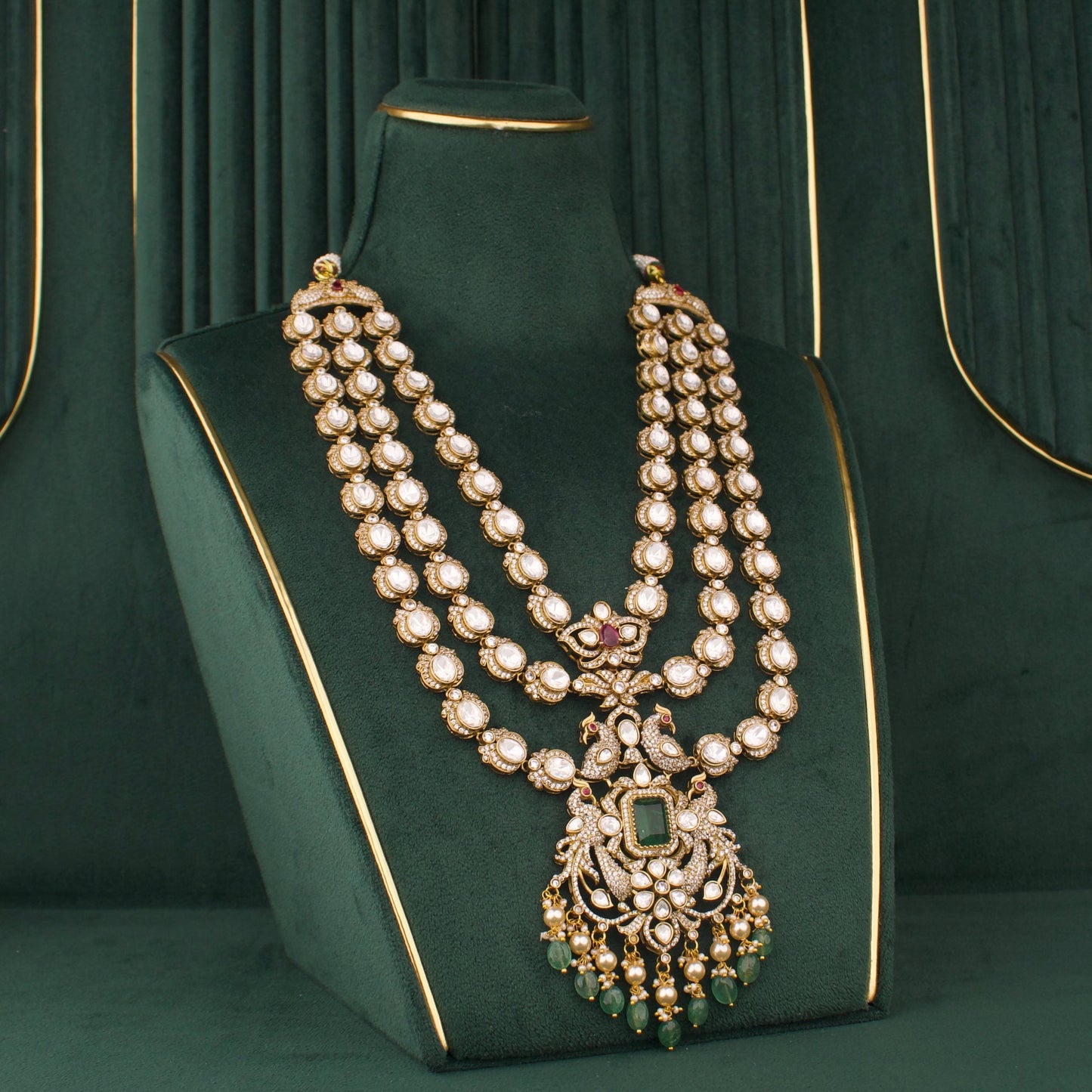 Heritage Victorian Necklace Set With Polki Stones And Jhumkas