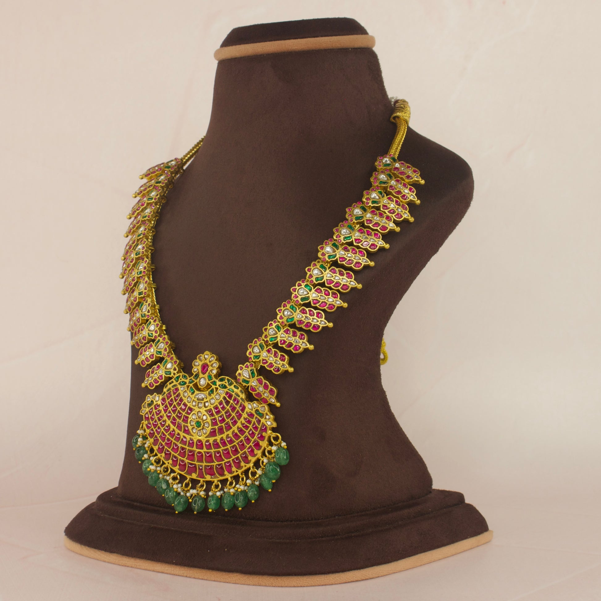 Gold Plated Heavy Jadau Kundan Long Necklace with 22k gold plating. This product belongs to jadau Kundan jewellery category