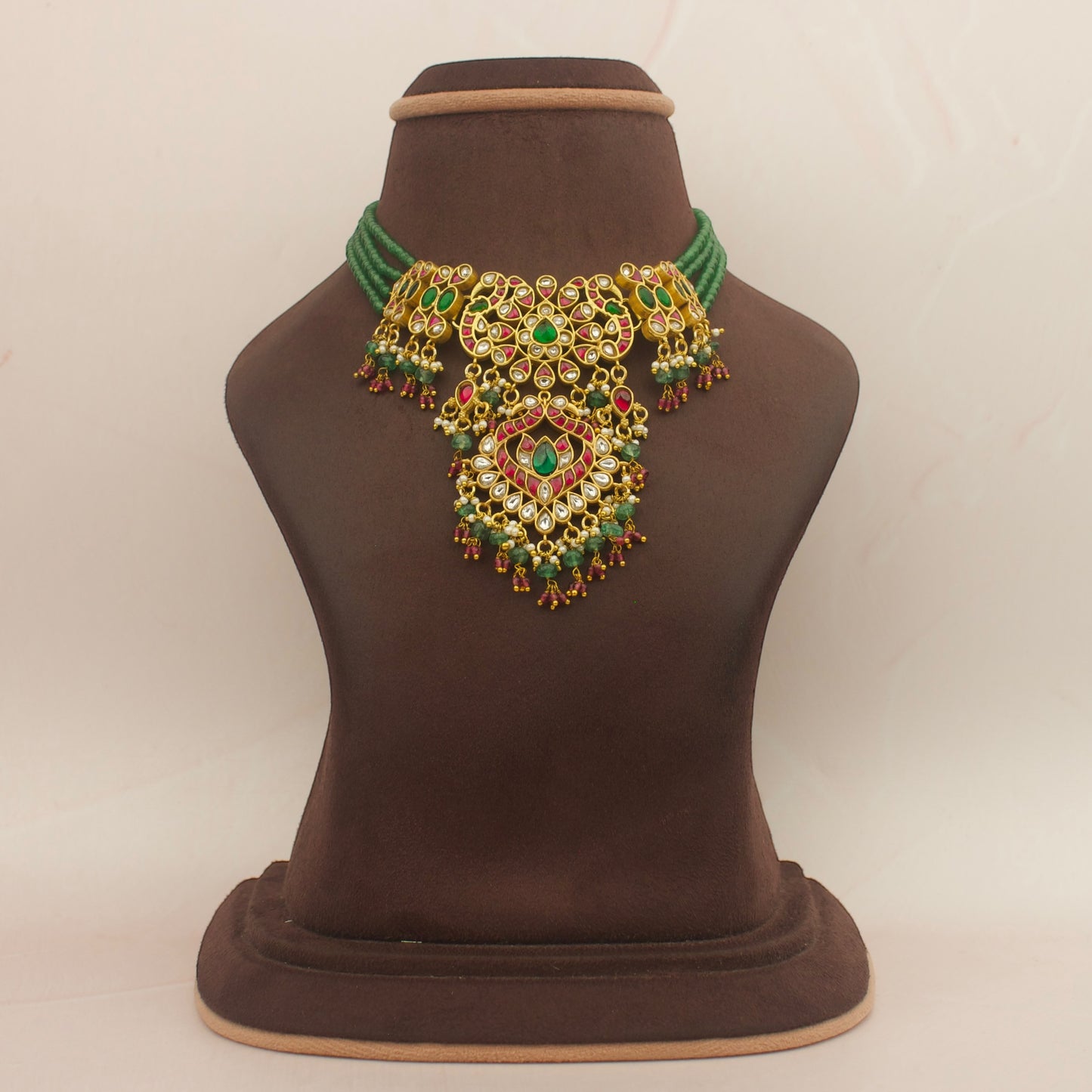 Opulent Jadau Kundan Choker with Ruby and Emerald Detailing