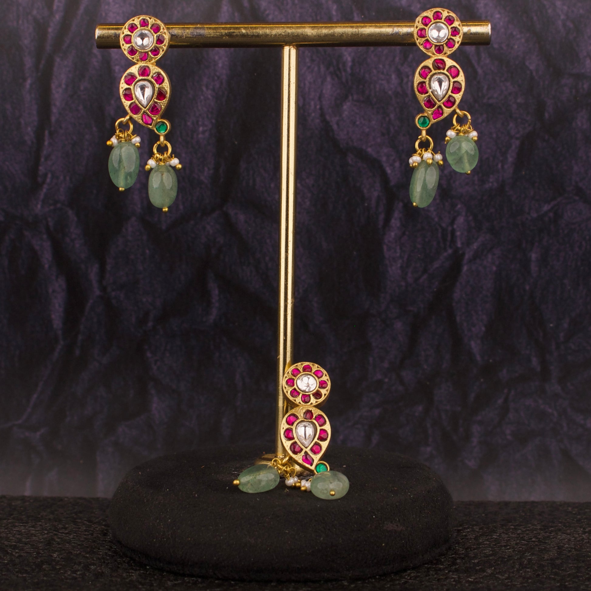 Mango Design Jadau Kundan Pendant Set with Earrings - DULHAN JEWELS
