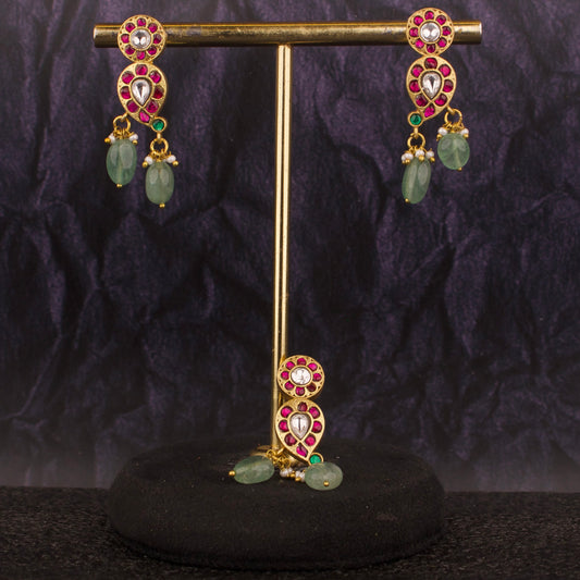 Mango Design Jadau Kundan Pendant Set with Earrings - DULHAN JEWELS