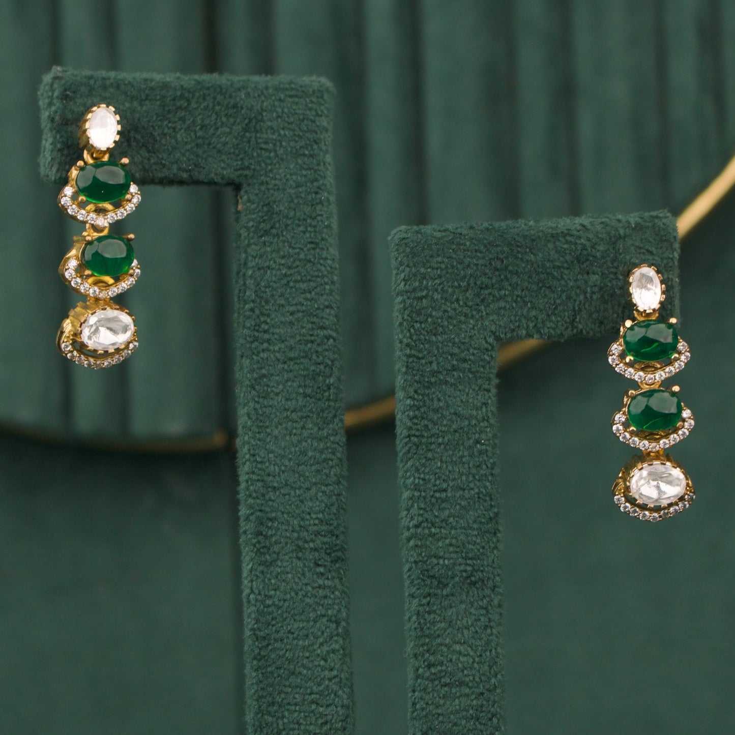 Royal Victorian Emerald Green Multi Layer Necklace Set With Earrings