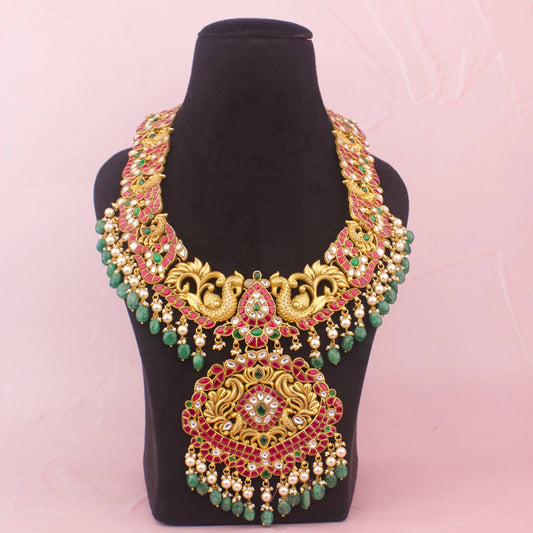 Bridal Jadau Kundan Antique Gold Long Haram