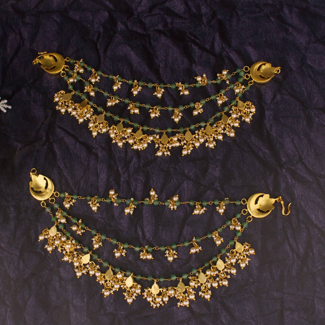 Authentic Jadau Kundan Champasaralu Hair Chain