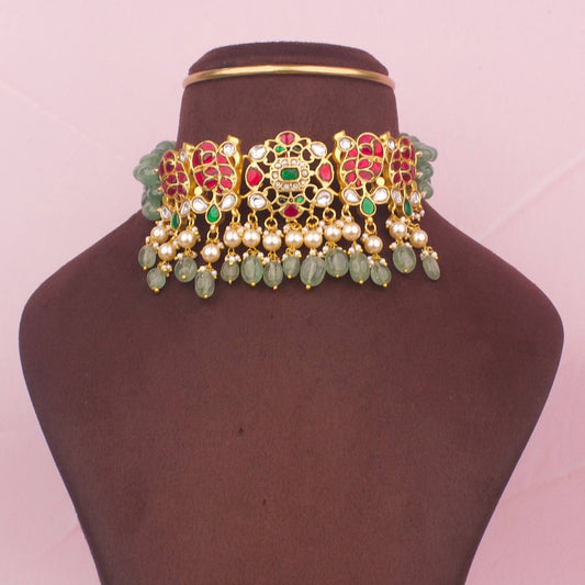 Regal Jadau Kundan Choker With Beads Strings