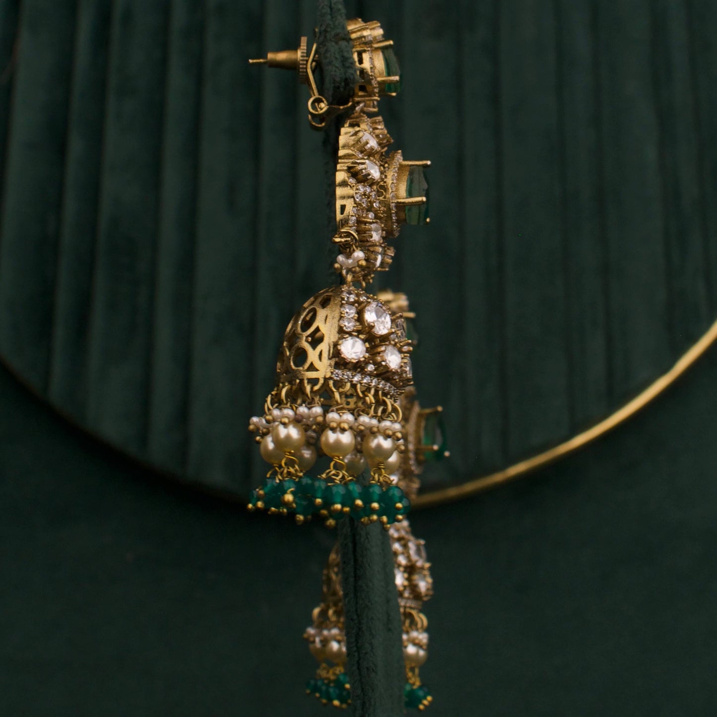 Bridal Victorian Layer Polki Haram With Matching Jhumki