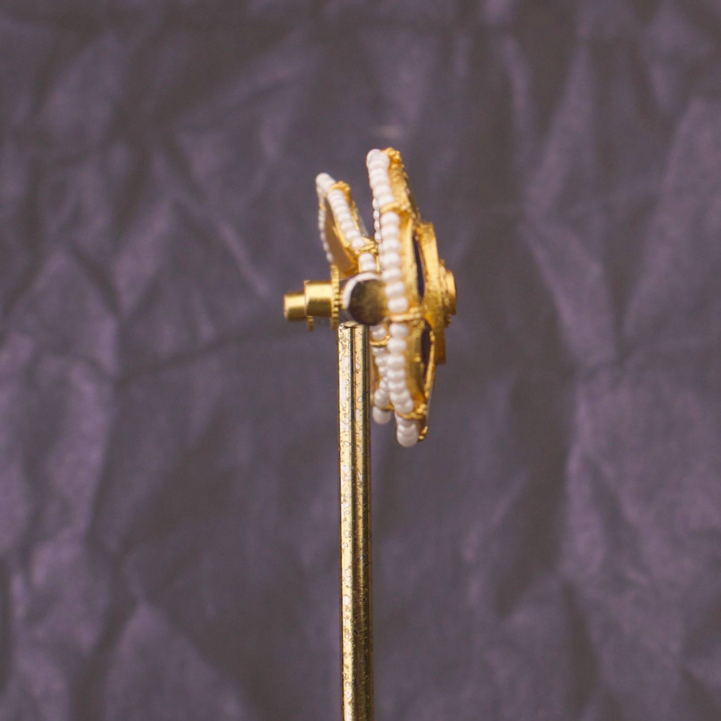 Gold Look Jadau Kundan Navratna Studs
