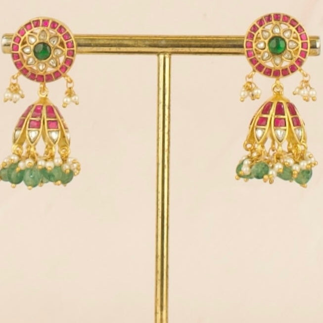 Ethereal Studded Jadau Kundan Jhumki Earrings