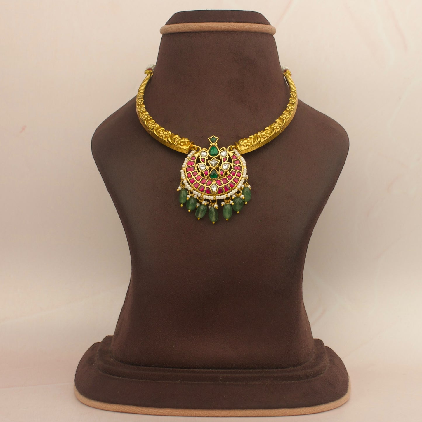 Chandbali Locket Jadau Kundan Kanti Necklace