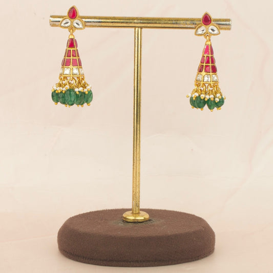 Unique Triangle Shaped Jadau Kundan Jhumki Earrings
