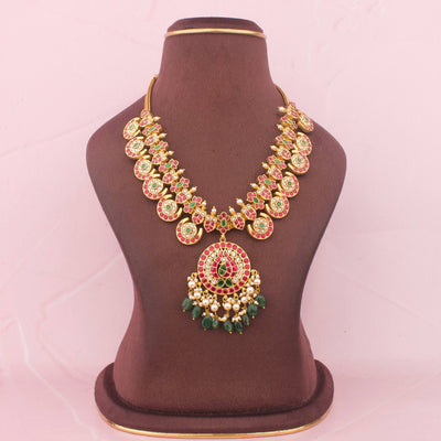 Gold Style Jadau Kundan Necklace In Bottumala Style