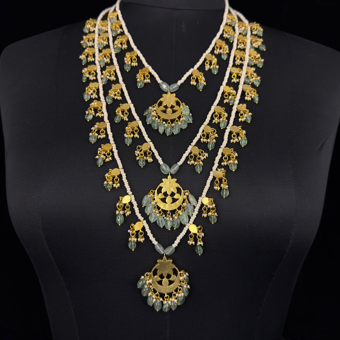 Luxurious Traditional Jewelry - Jadau Kundan Multi-Layered Necklace