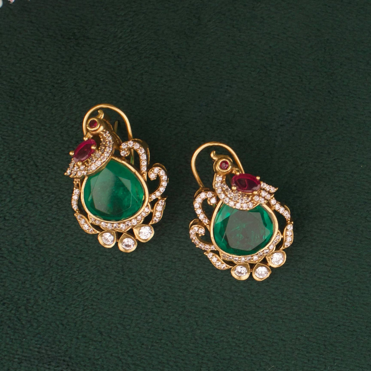 Royal Victorian Peacock Design Locket With Matching Earrings