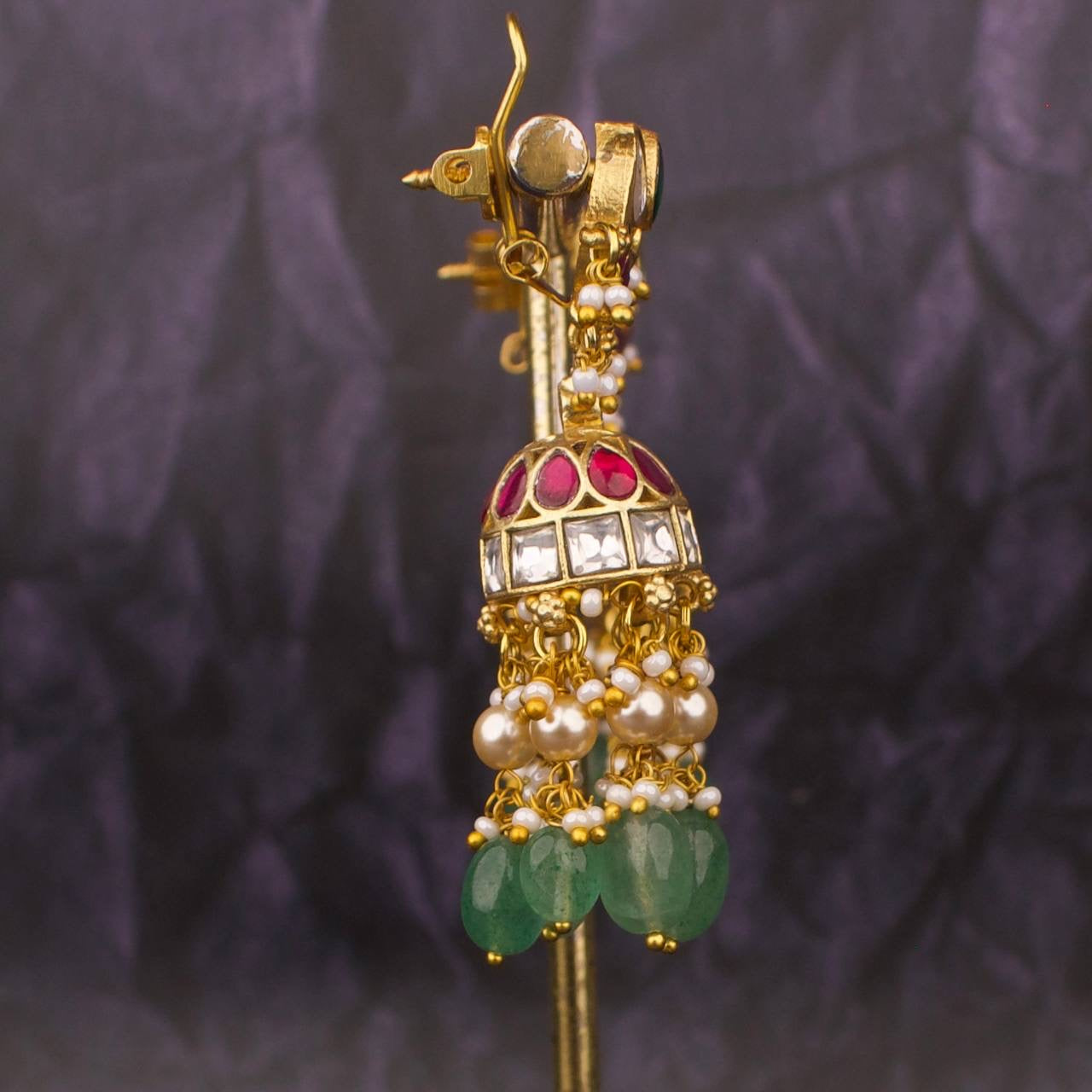 Gorgeous Jadau Kundan Floral Studded Jhumka Earring