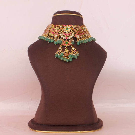 Bridal Jadau Kundan Choker With Locket Droplet