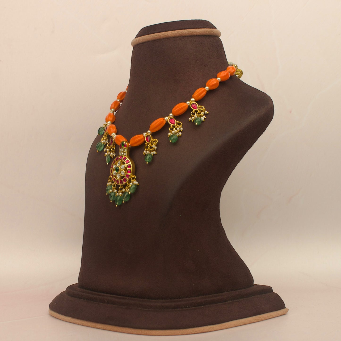 Elegant Jadau Kundan Coral Necklace