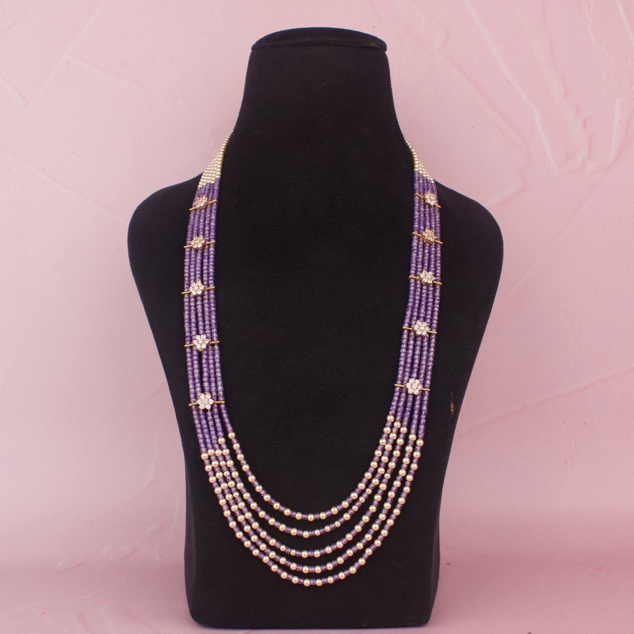 Stunning Beads Mala With Cz Side Lockets