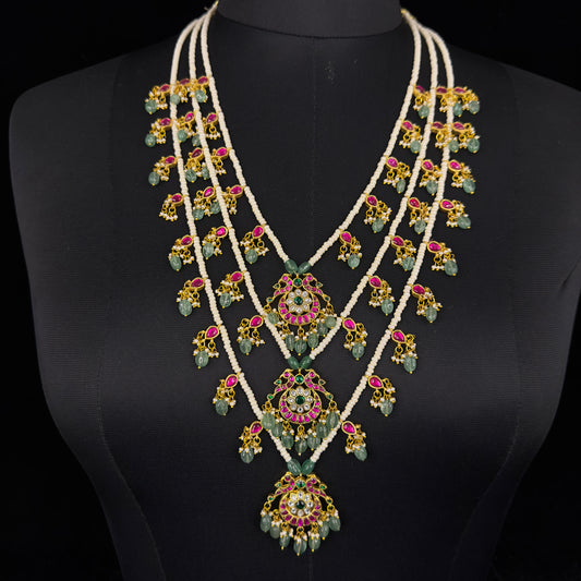 Exquisite Jadau Kundan Multi-Layered Necklace this product comes under jadau kundan  collection