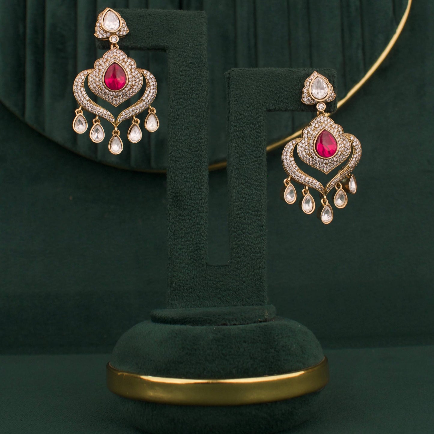 Bridal Victorian Polki Choker Set With Earrings And  Maangtika