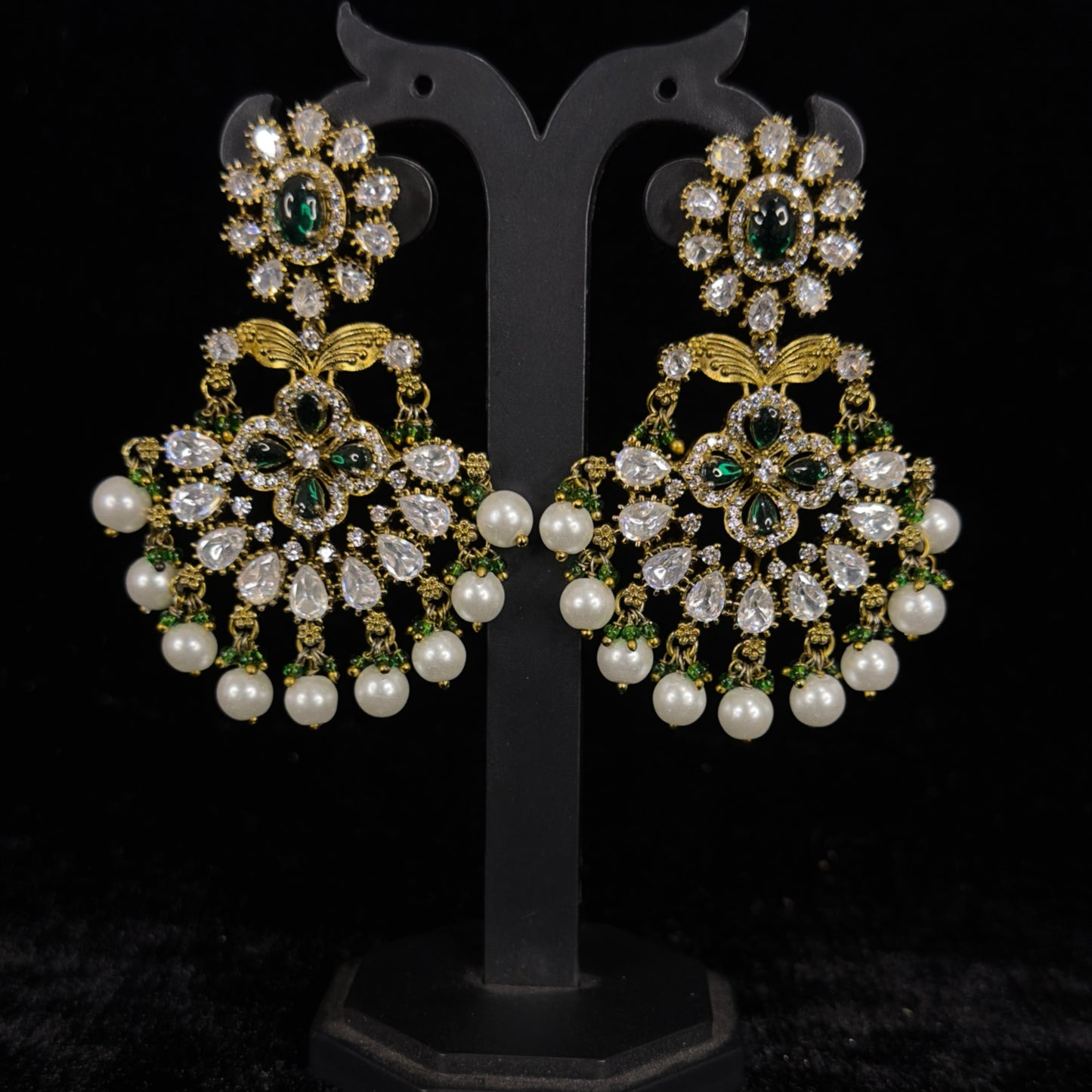 Beautiful Victorian Pearl Chandbali Earrings