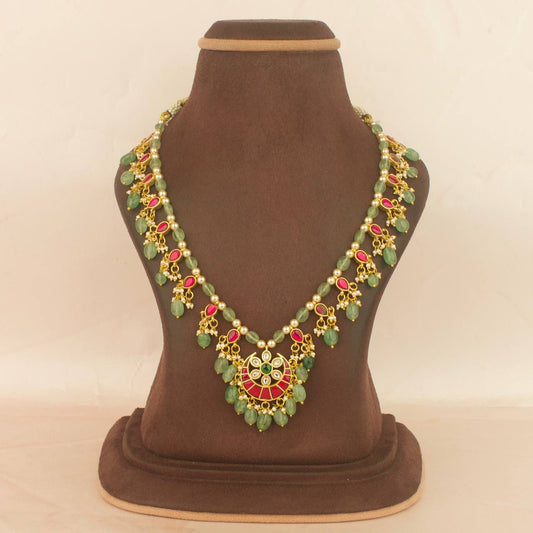 Floral Design Jadau Kundan Sleek Chain Necklace