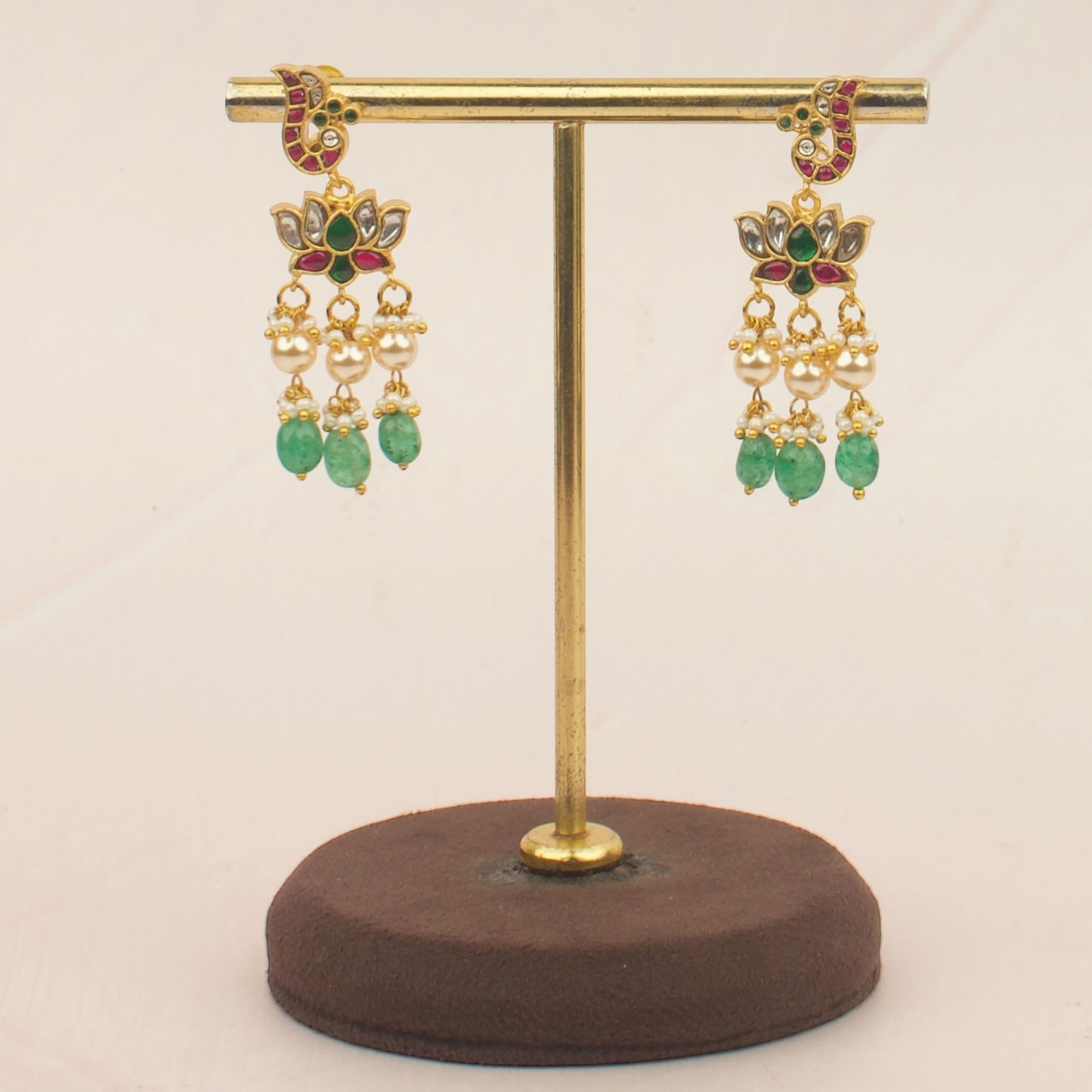 Royal Lotus Chandbali Jadau Kundan Earrings