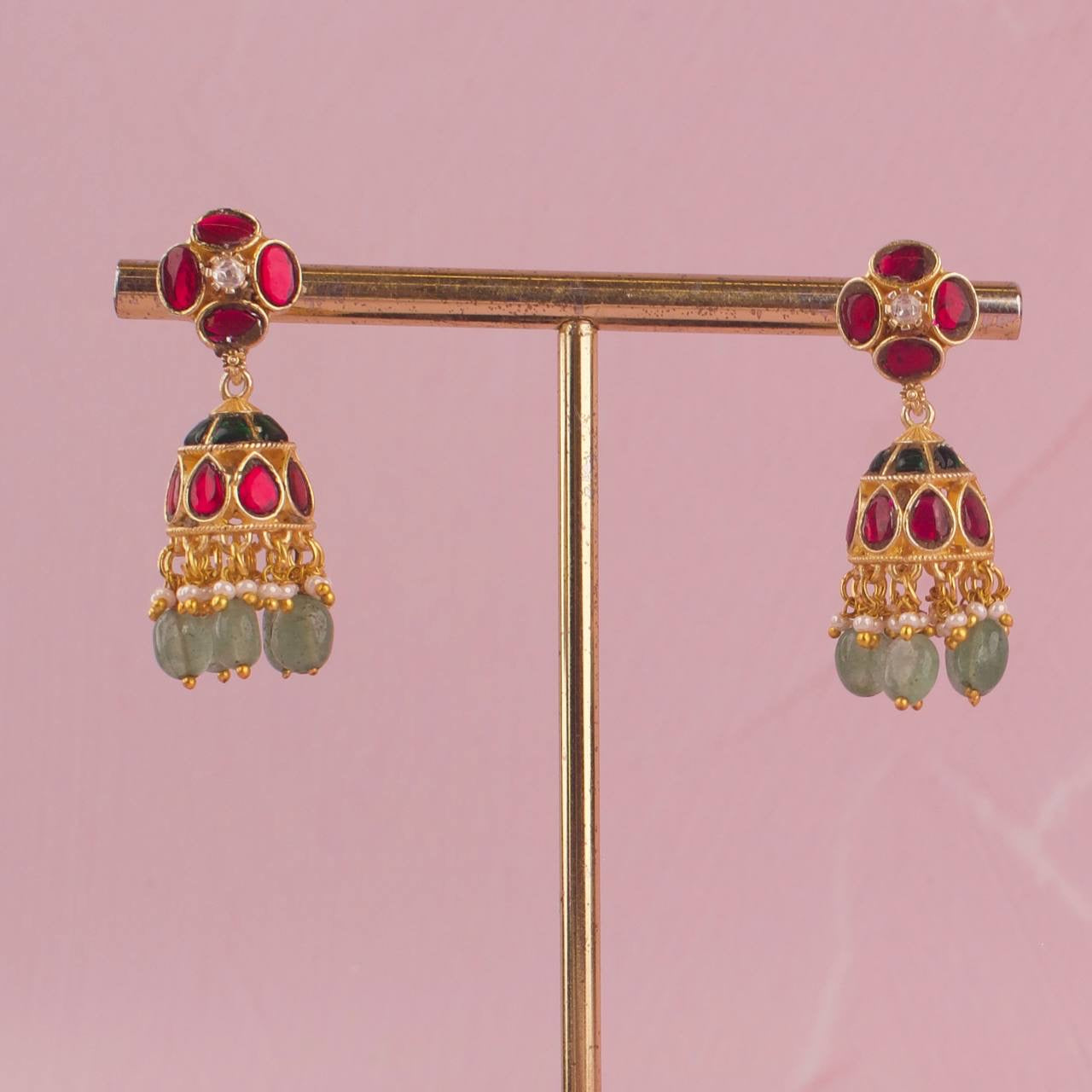 Multi Colour Jadau Kundan Necklace Set With Earrings