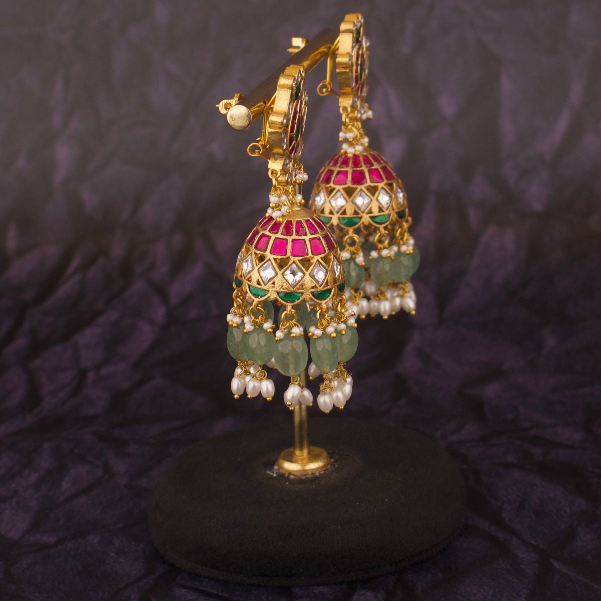 Handcrafted Bridal Jadau Kundan Earrings – Elite Party Wear