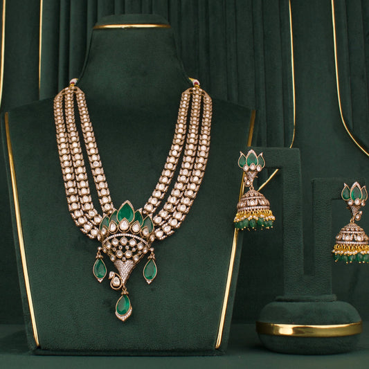 Lotus Design Victorian Layer Haram Necklace Set