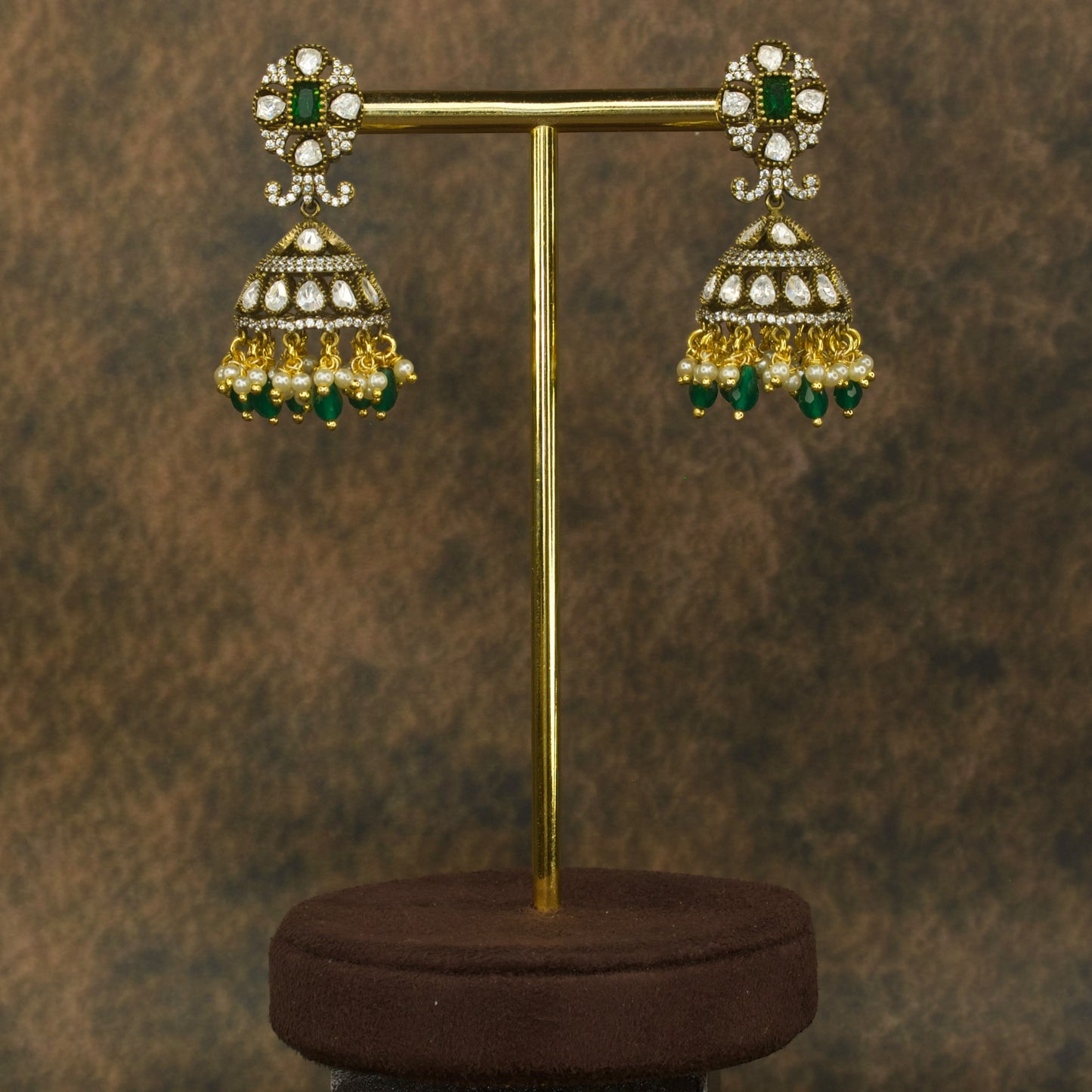 Majestic Heritage: Victorian Jhumka Earrings with Victorian finish 