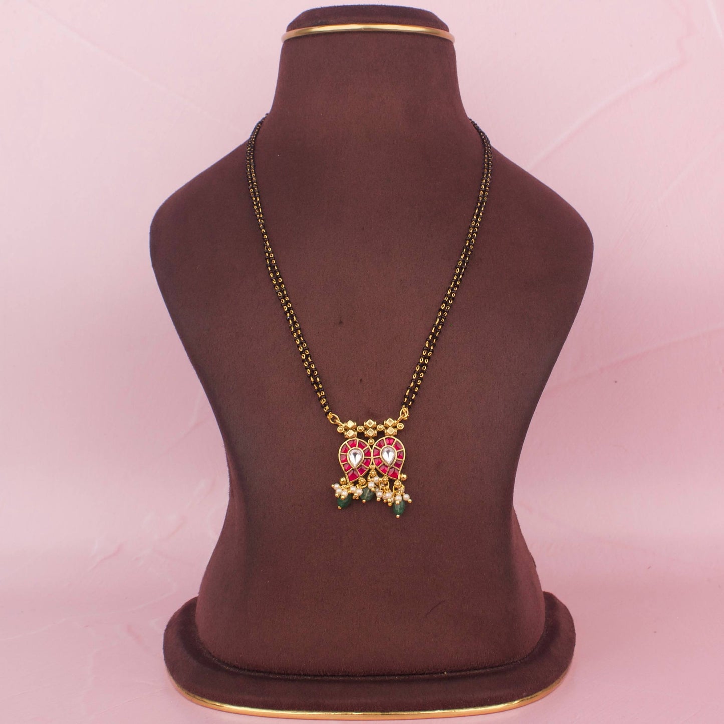 Mango Design Jadau Kundan Black Beads