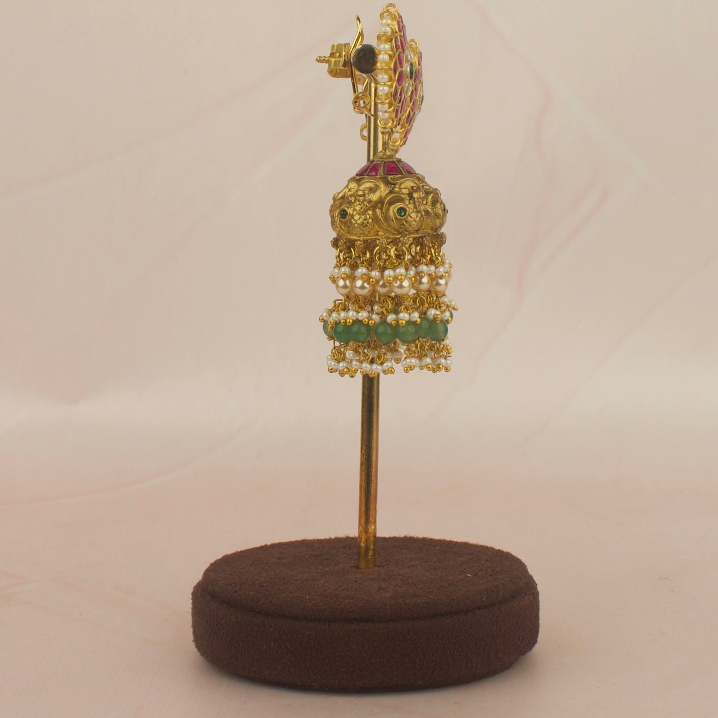 Antique Gold Plated Nakshi Jadau Kundan Jhumka Earrings