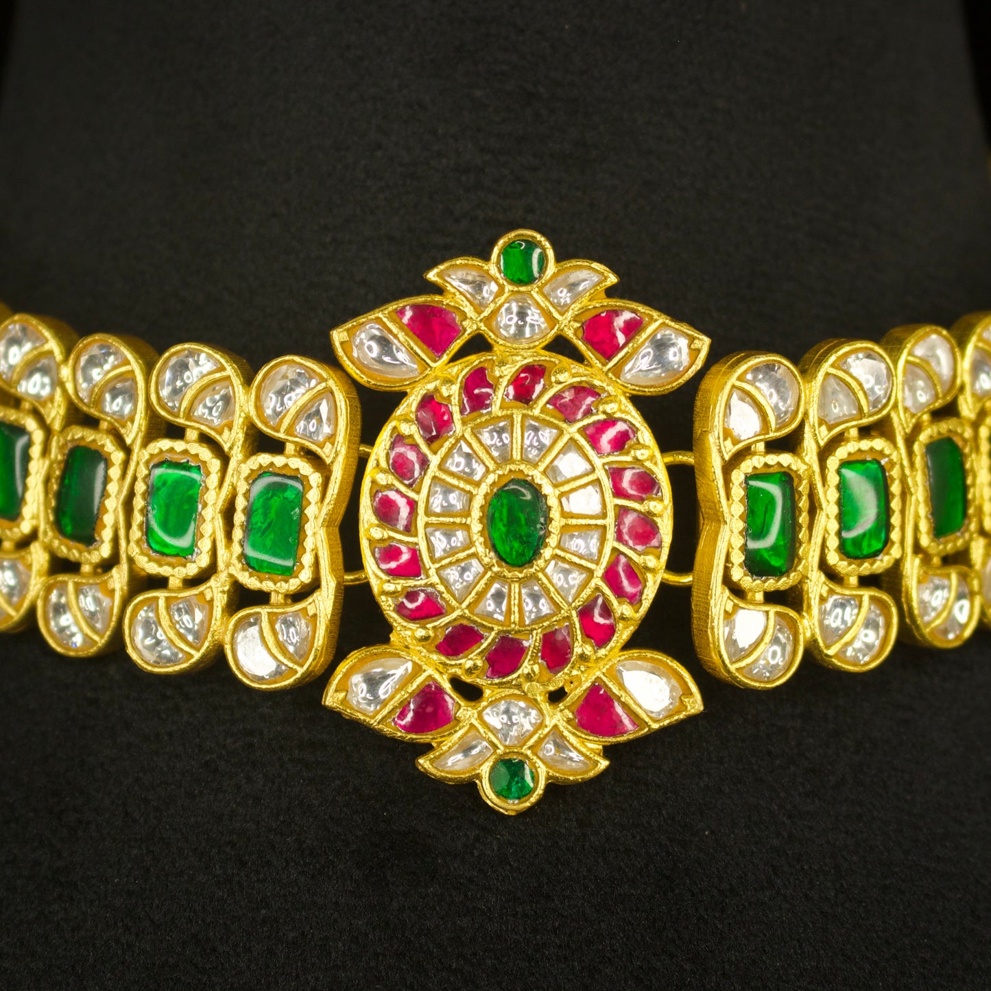 Exquisite Ruby & Emerald Jadau Kundan Choker Necklace