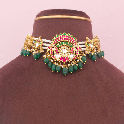 Stylish Jadau Kundan Pearl Choker With Kundan Locket