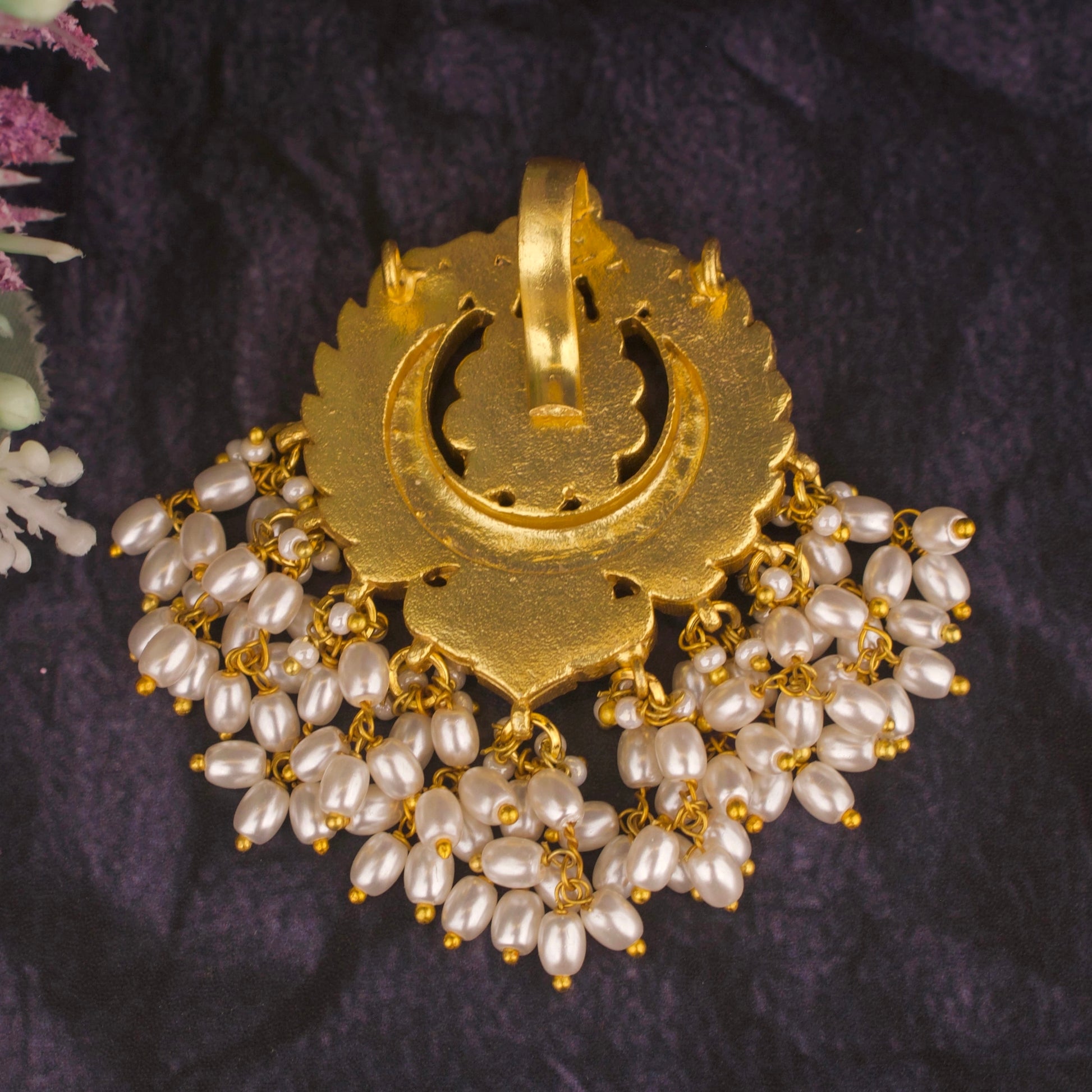 Impressive Jadau Kundan Locket With Riice Pearl Hanging - DULHAN JEWELS