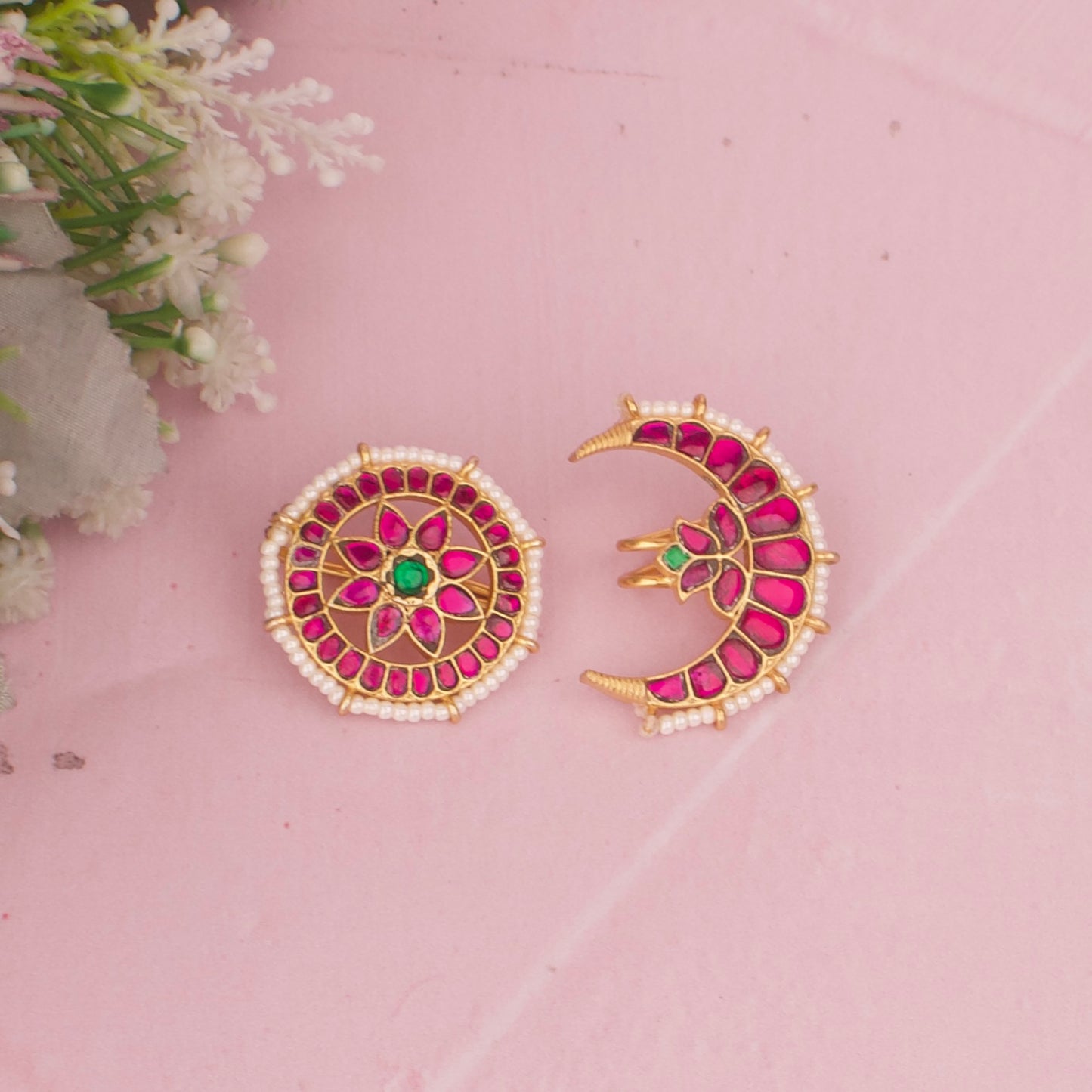 Traditional Jadau Kundan Hair Pin With Ruby Stones