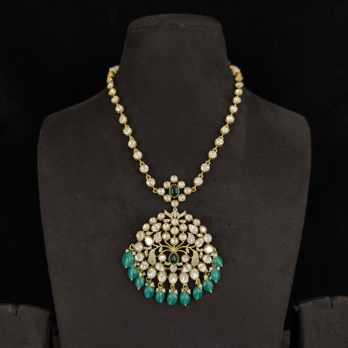 Victorian polki Necklace Set with zircon stones