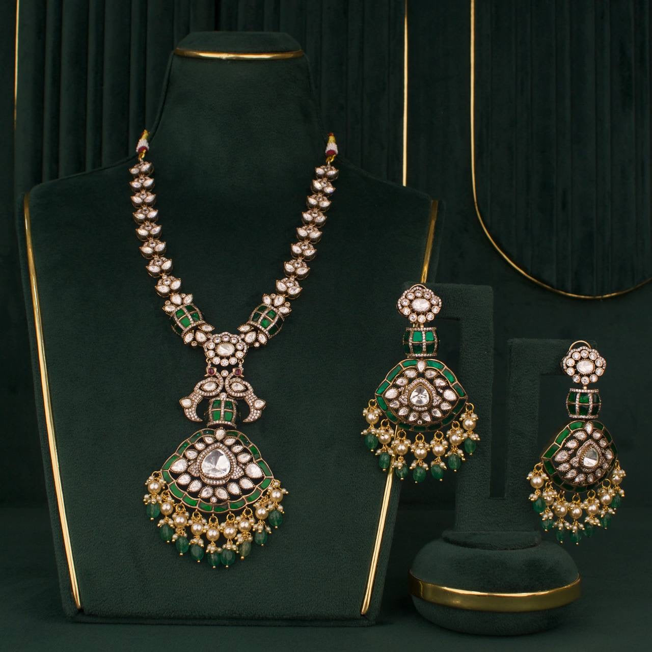 Traditional Fusion Kundan x Polki Necklace Set With Earrings