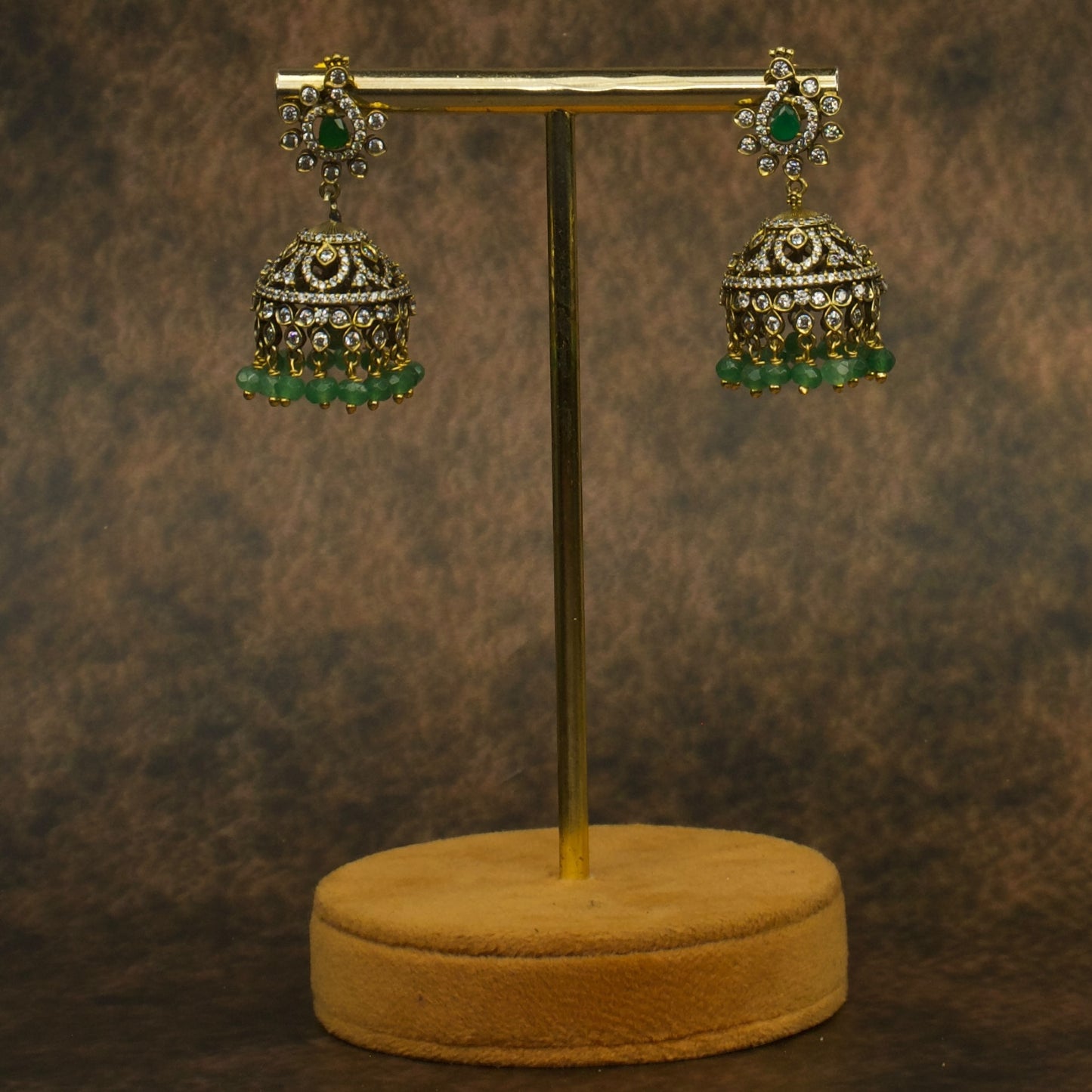 Elegant peacock studded Victorian jhumki earrings