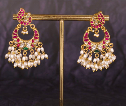 Traditional Jadau Kundan Chandbali Guttapusalu Earrings - DULHAN JEWELS